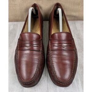 Santoni Penny Loafers Men's Size 10.5D Brown Leather Made In Italy Luxury Preppy